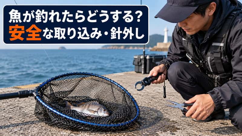 魚が釣れたらどうする？初心者向け｜取り込みから針外し・リリース／持ち帰りまで 