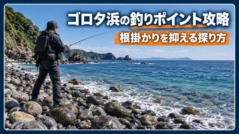ゴロタ浜の釣りポイント攻略｜石・砂・海藻の変化を狙う探り方と根掛かり対策 